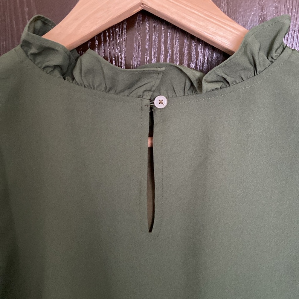 J. Crew Green Ruffled Blouse - Picture 3 of 5